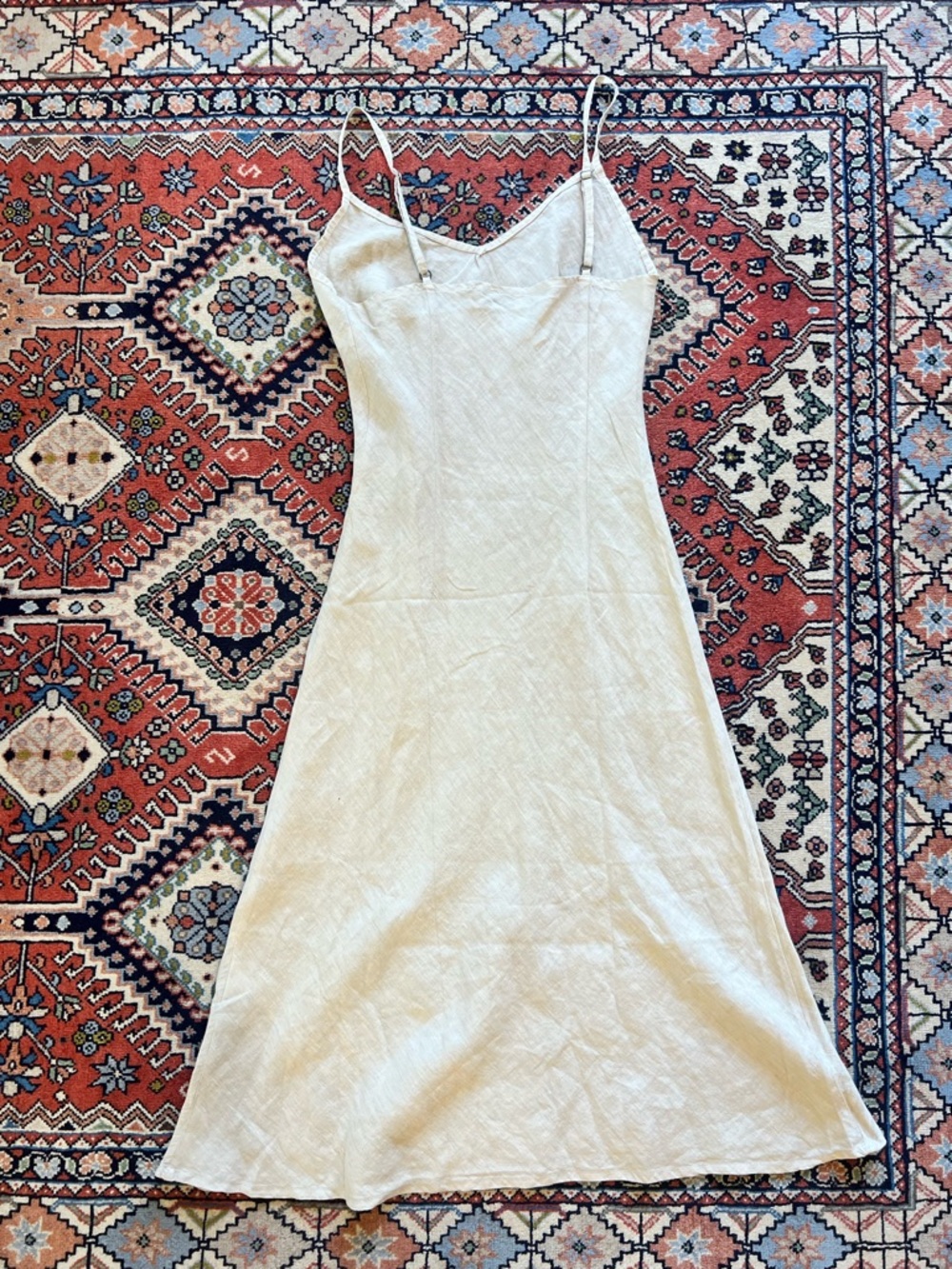 100% Linen Natural Slip Dress - Picture 2 of 6